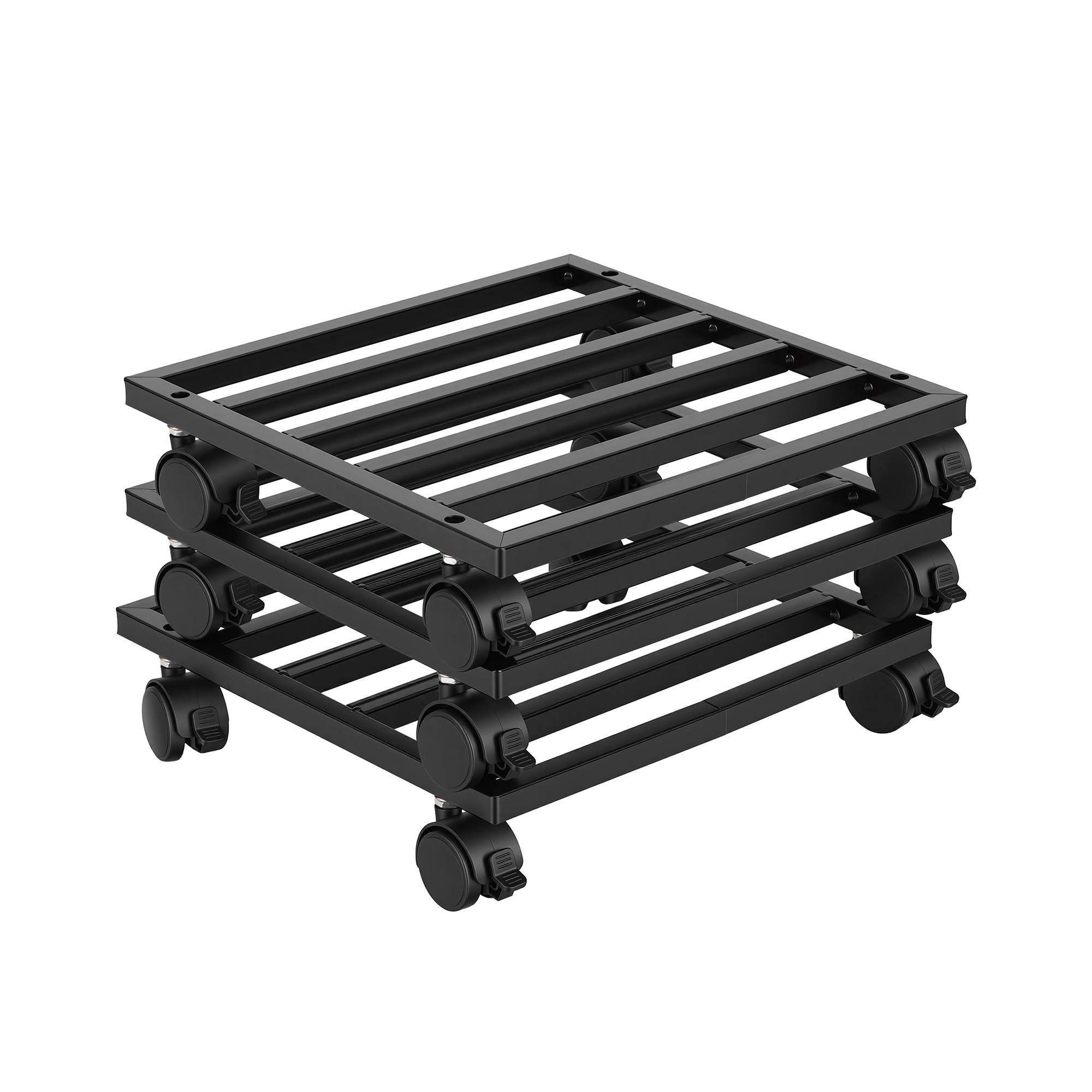 Green Fingers Plant Pot Trolleys 3pcs 32cm Galvanized Steel Lockable Wheels Roll