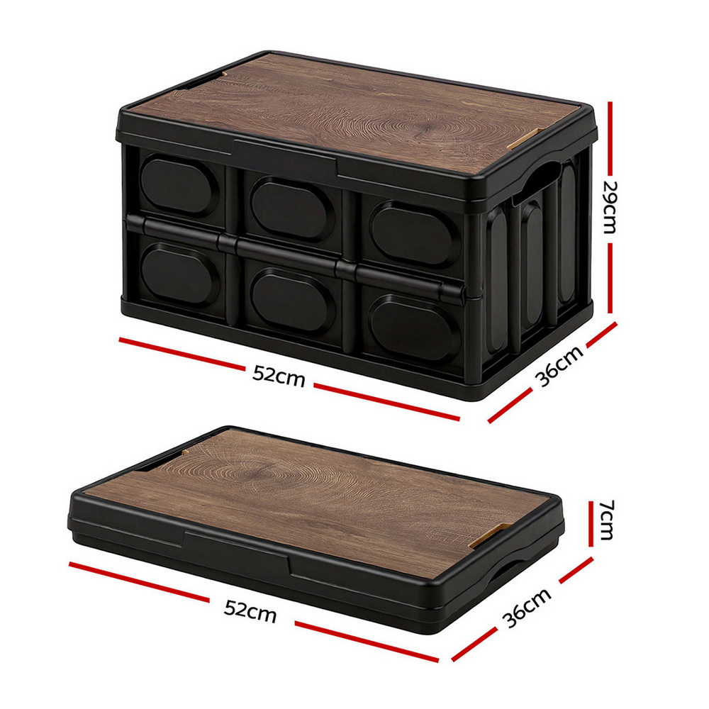 Gardeon Collapsible Outdoor Storage Box 50L Stackable Folding Camping Organizer