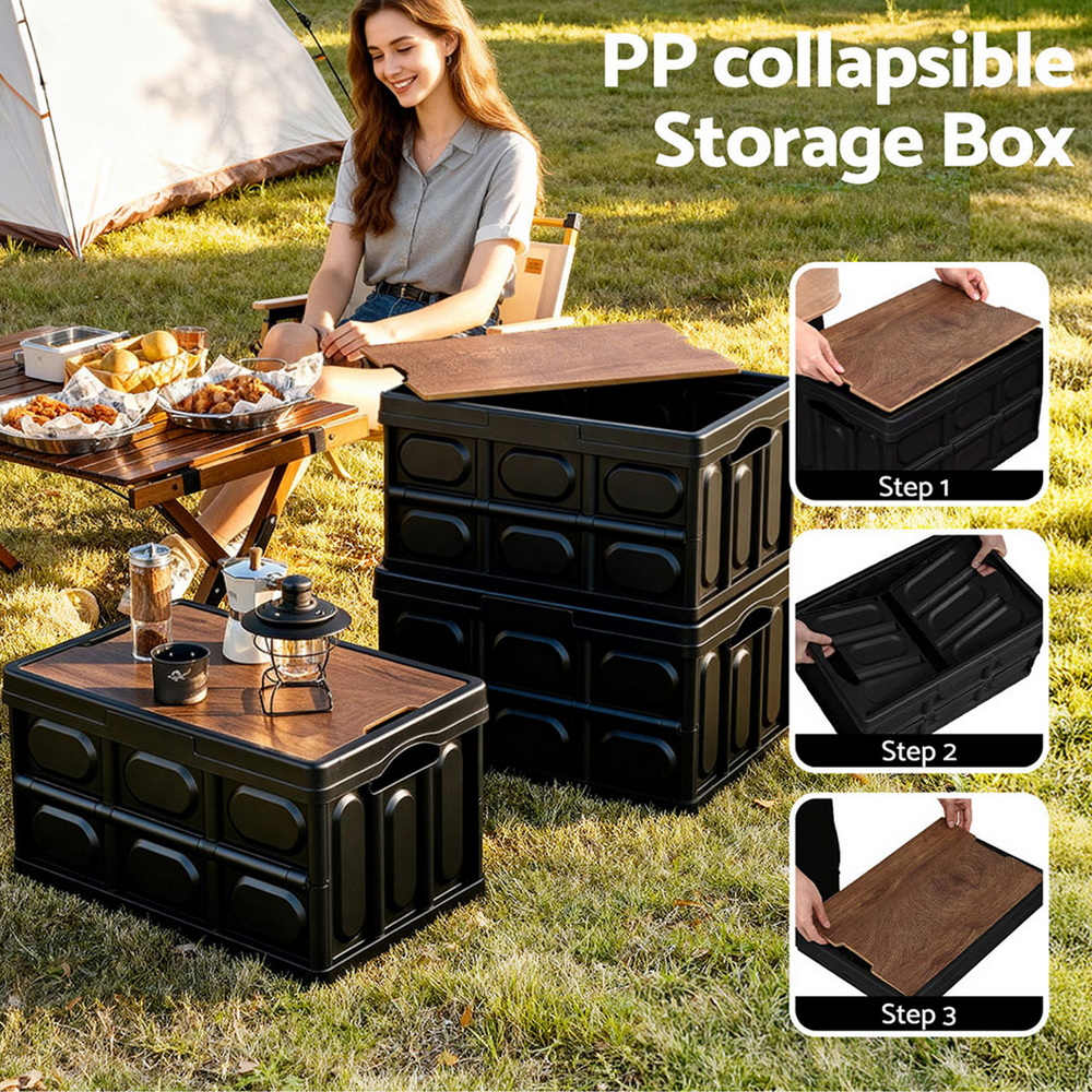 Gardeon Collapsible Outdoor Storage Box 50L Stackable Folding Camping Organizer