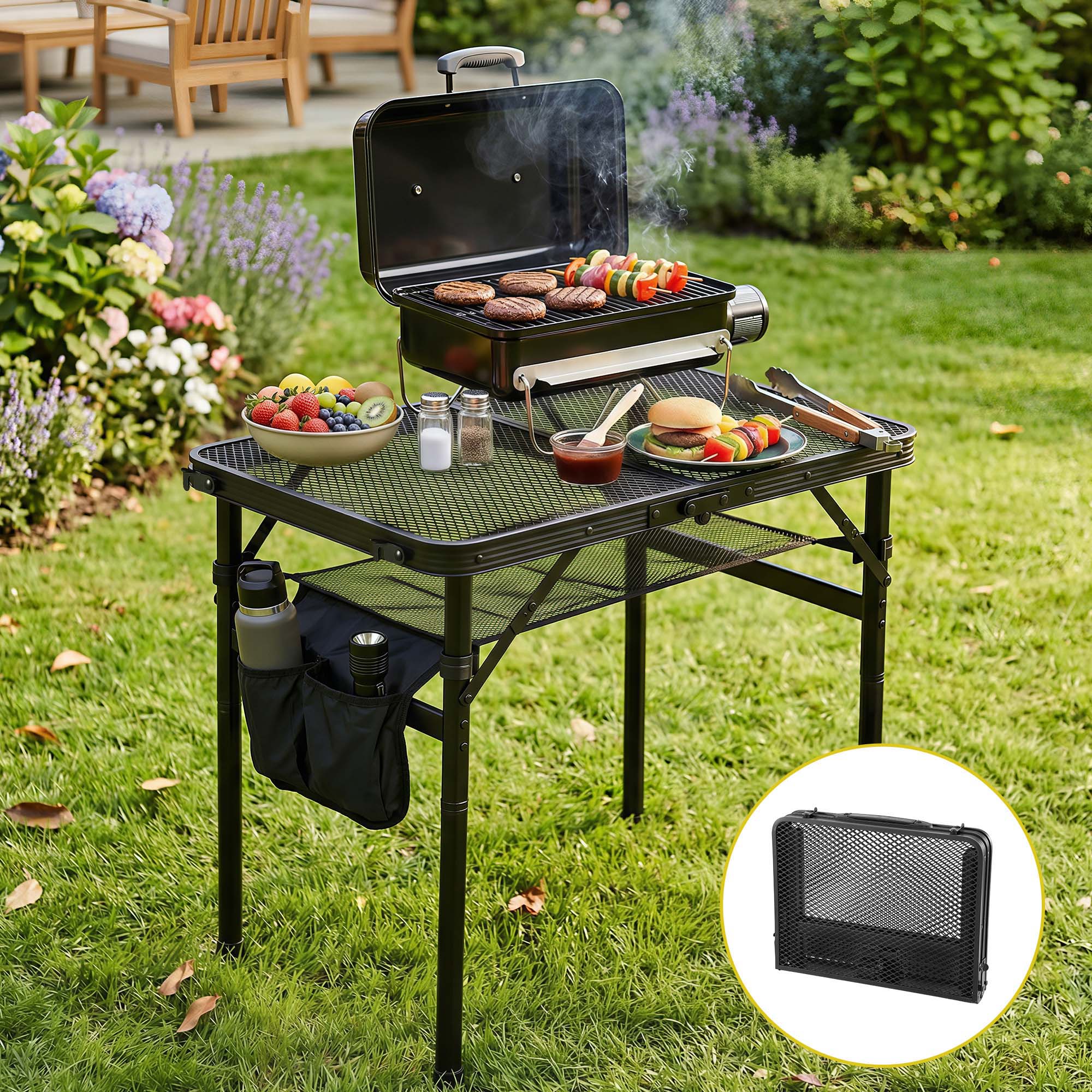 Gardeon BBQ Camp Table, 60*40*56 Portable Foldable Lightweight Grill Outdoor