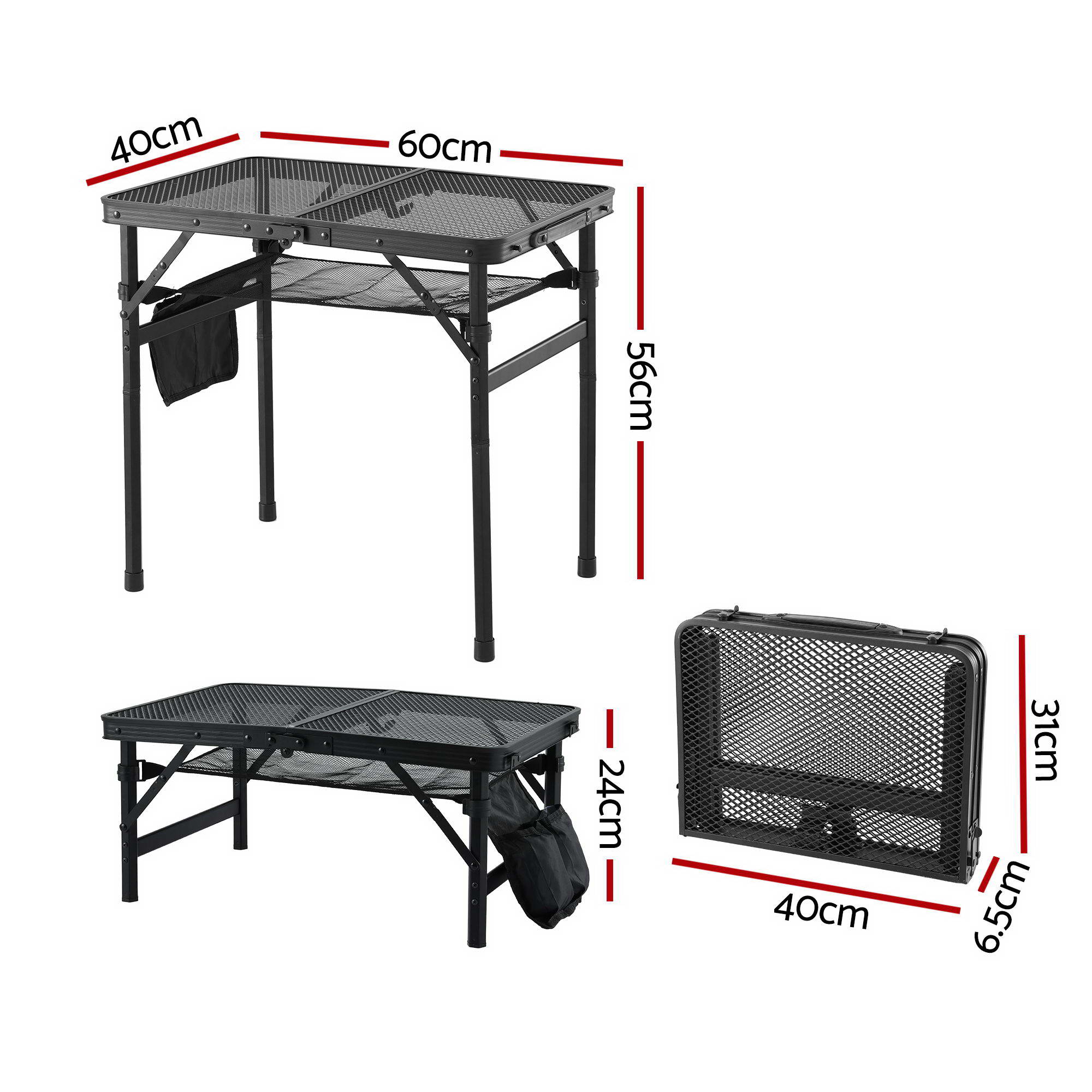 Gardeon BBQ Camp Table, 60*40*56 Portable Foldable Lightweight Grill Outdoor