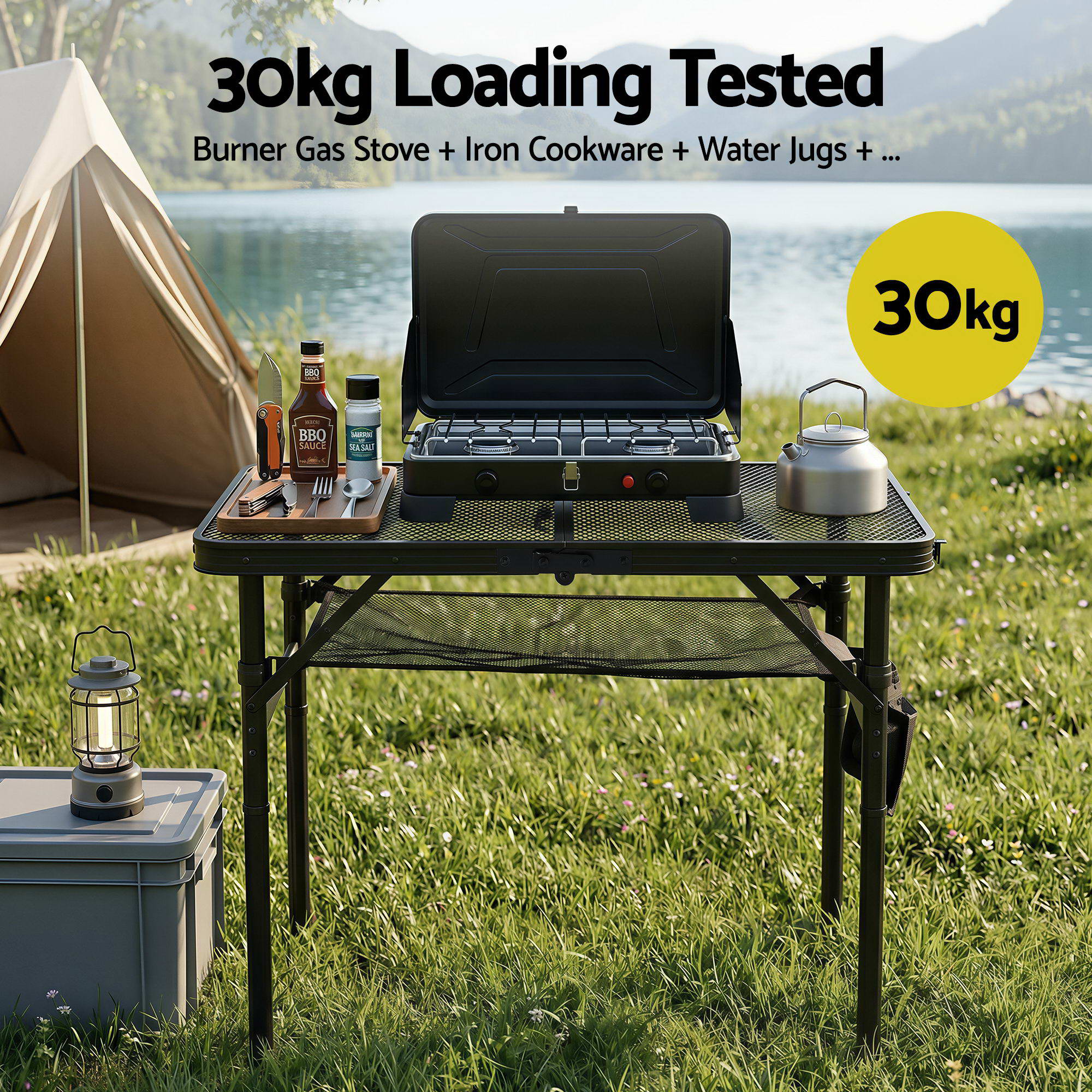 Gardeon BBQ Camp Table, 60*40*56 Portable Foldable Lightweight Grill Outdoor