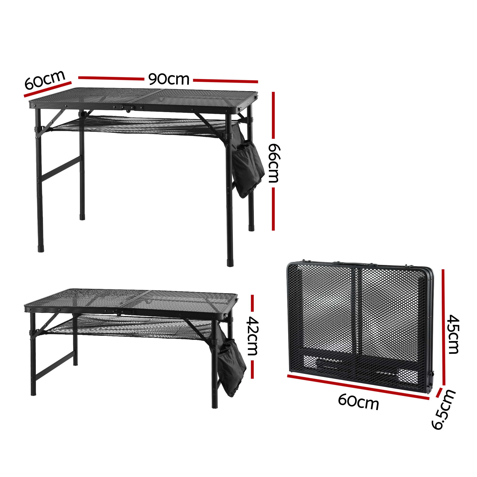 Gardeon BBQ Camp Table, 90*60*66 Portable Foldable Lightweight Grill Outdoor