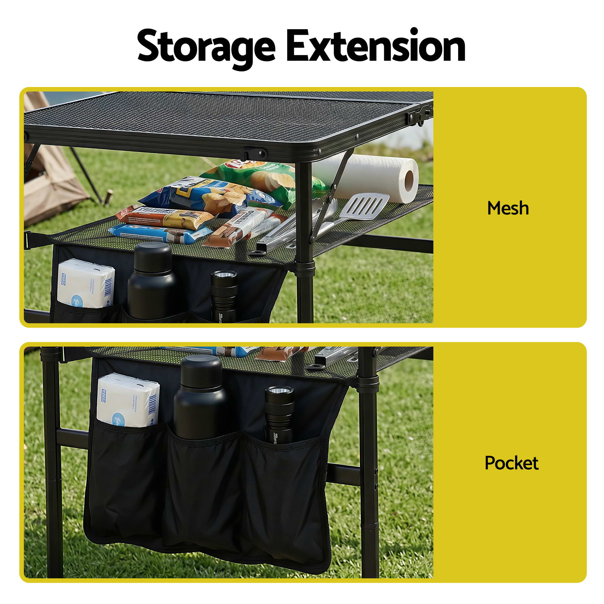 Gardeon BBQ Camp Table, 90*60*66 Portable Foldable Lightweight Grill Outdoor