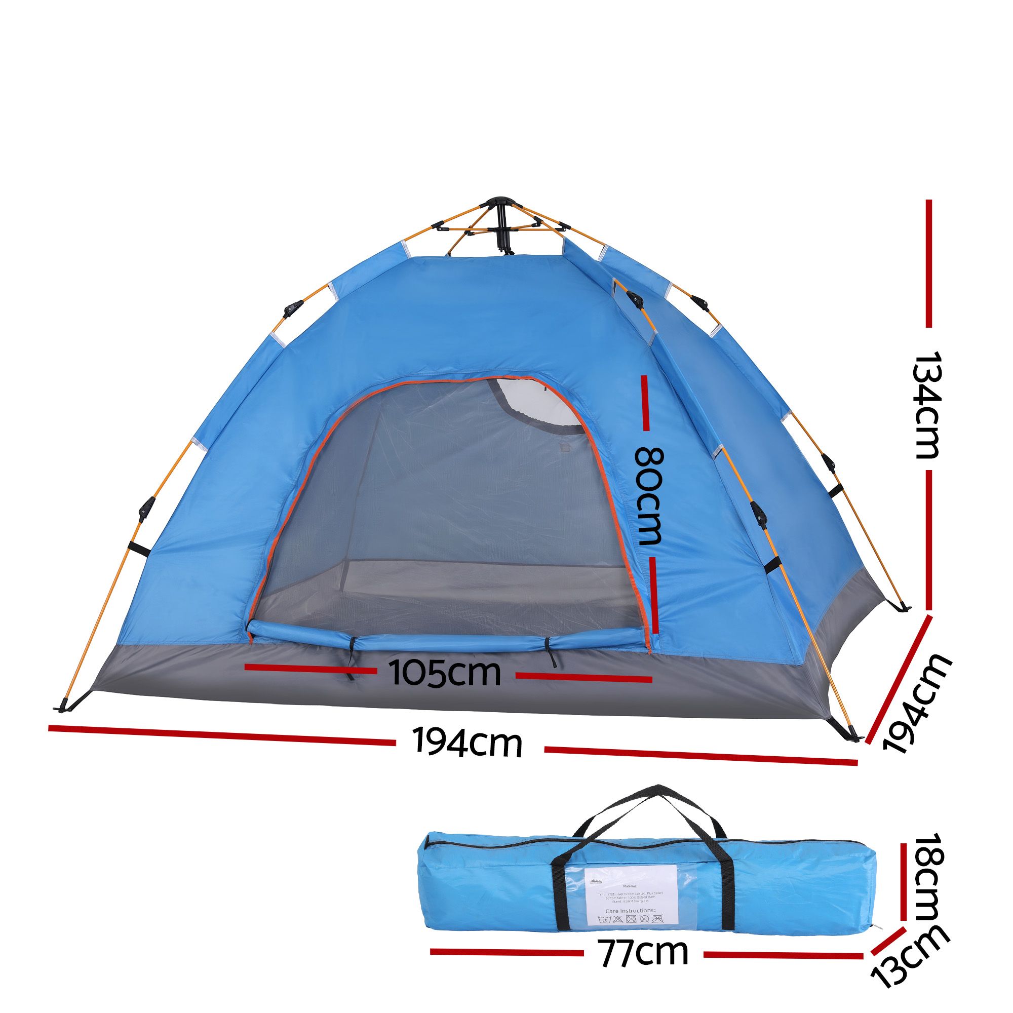 Weisshorn Camping Tent Instant Tent Pop up 2 Person Outdoor Hiking Tents Hiking
