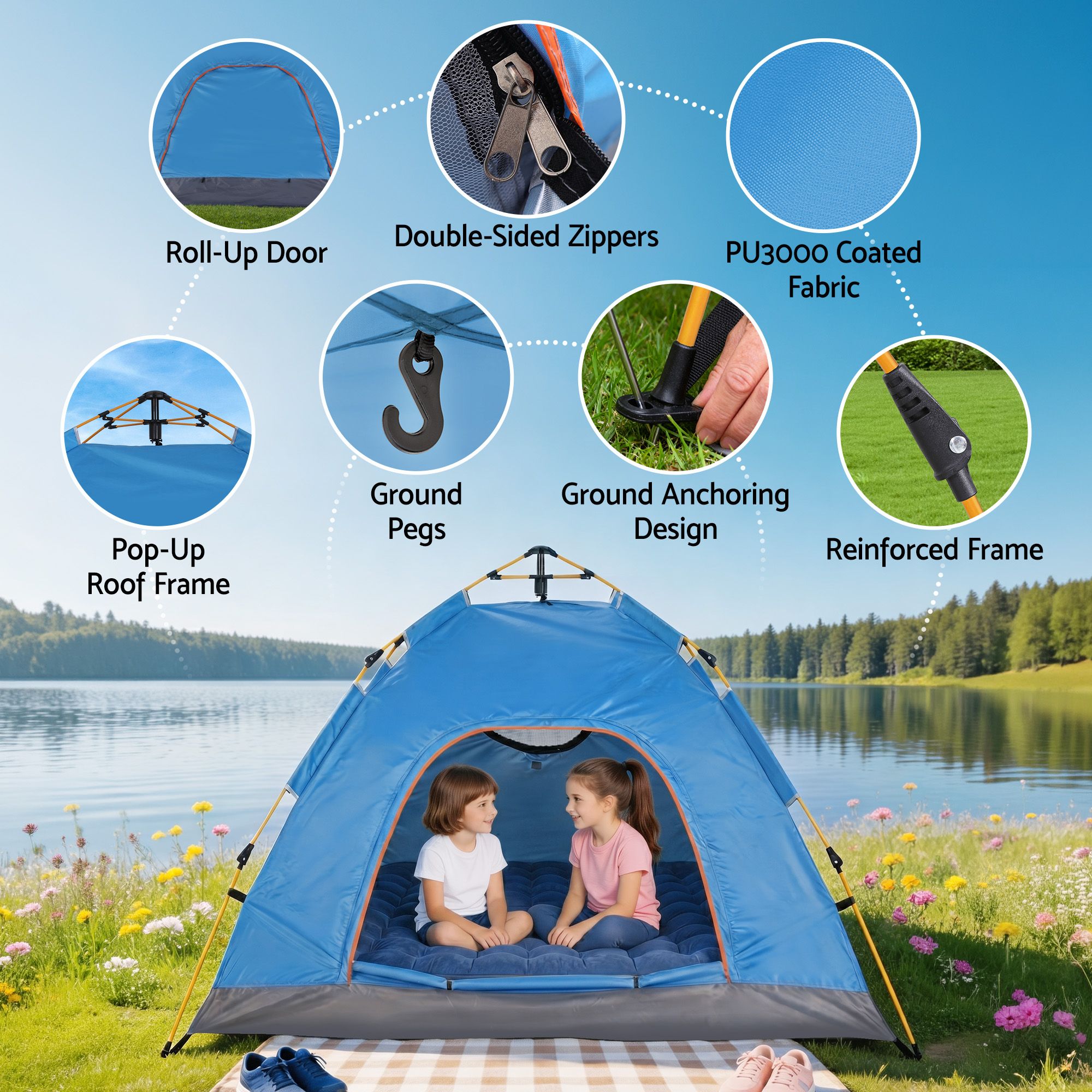 Weisshorn Camping Tent Instant Tent Pop up 2 Person Outdoor Hiking Tents Hiking