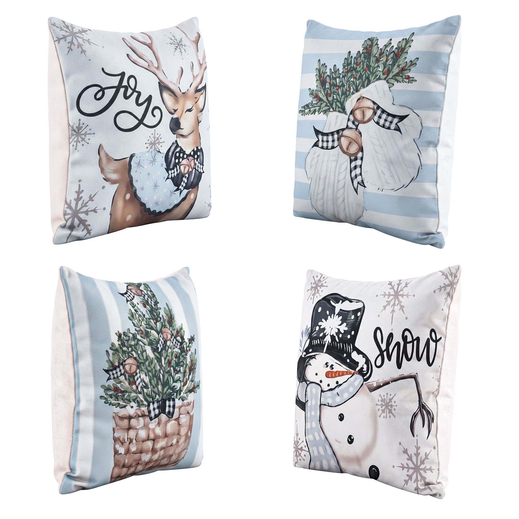 Jingle Jollys Christmas Cushion Covers 4pc Pillow Covers 45x45cm w/ 4 Cute