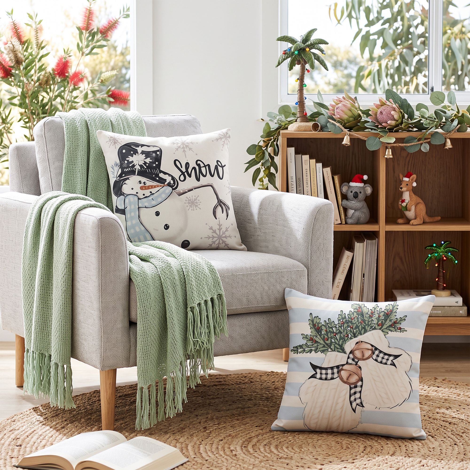 Jingle Jollys Christmas Cushion Covers 4pc Pillow Covers 45x45cm w/ 4 Cute