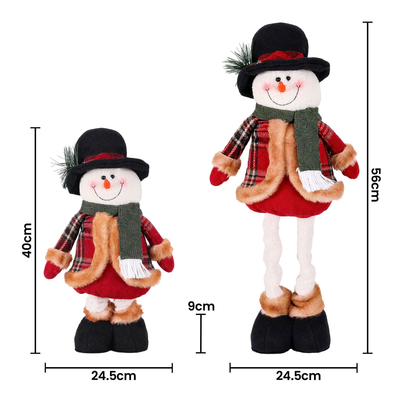 Jingle Jollys Christmas Snowman Ornament 40-56cm Telescopic Tabletop Decoration
