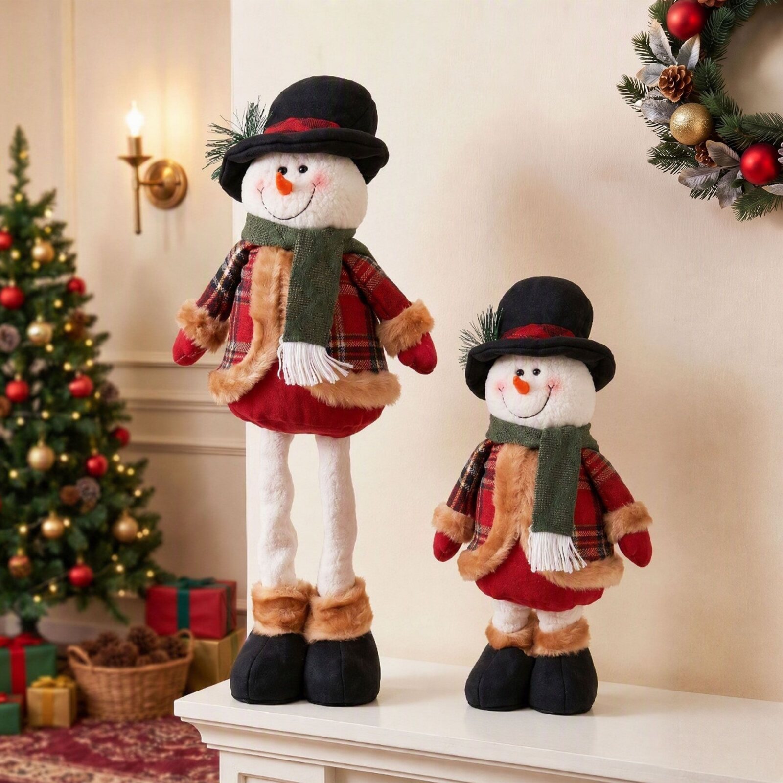 Jingle Jollys Christmas Snowman Ornament 40-56cm Telescopic Tabletop Decoration