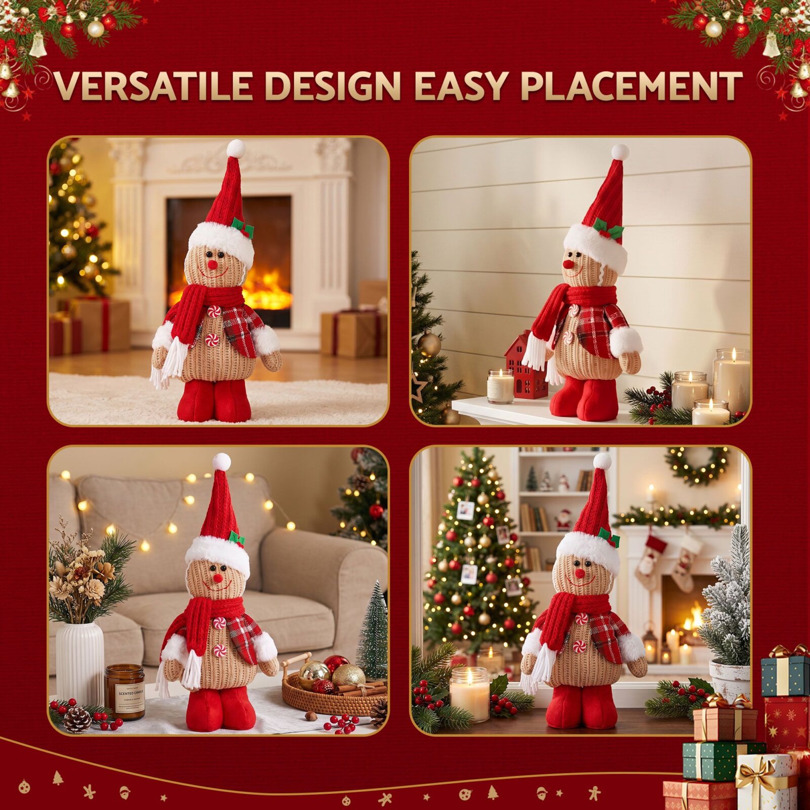 Jingle Jollys Christmas Gingerbread Man Standing Ornament Knitted Christmas