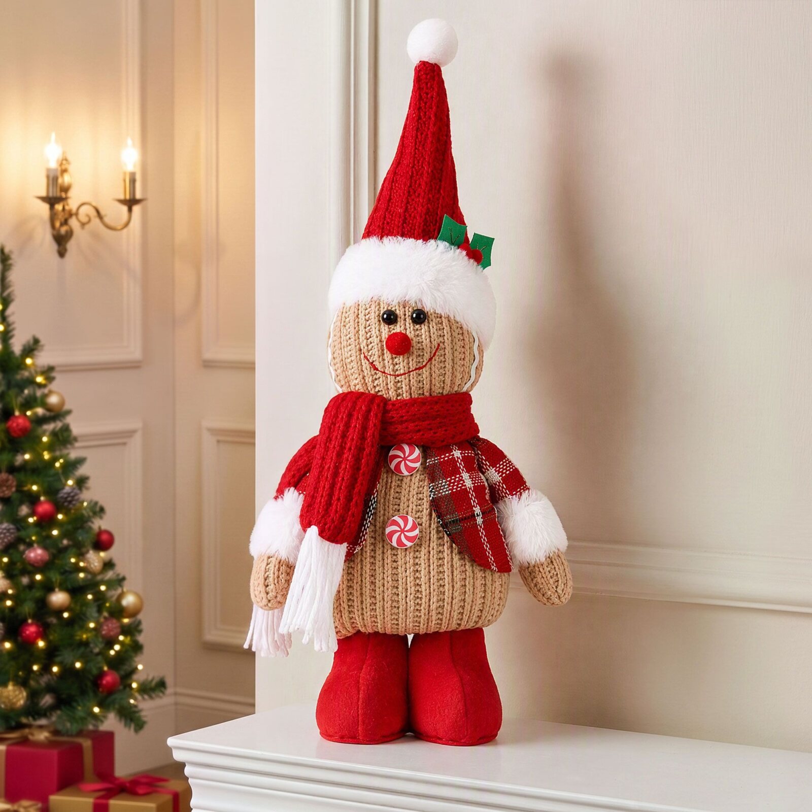 Jingle Jollys Christmas Gingerbread Man Standing Ornament Knitted Christmas