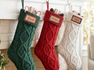Jingle Jollys 3PCS Personalized Christmas Stockings w/ Leather Patches 16 Inch