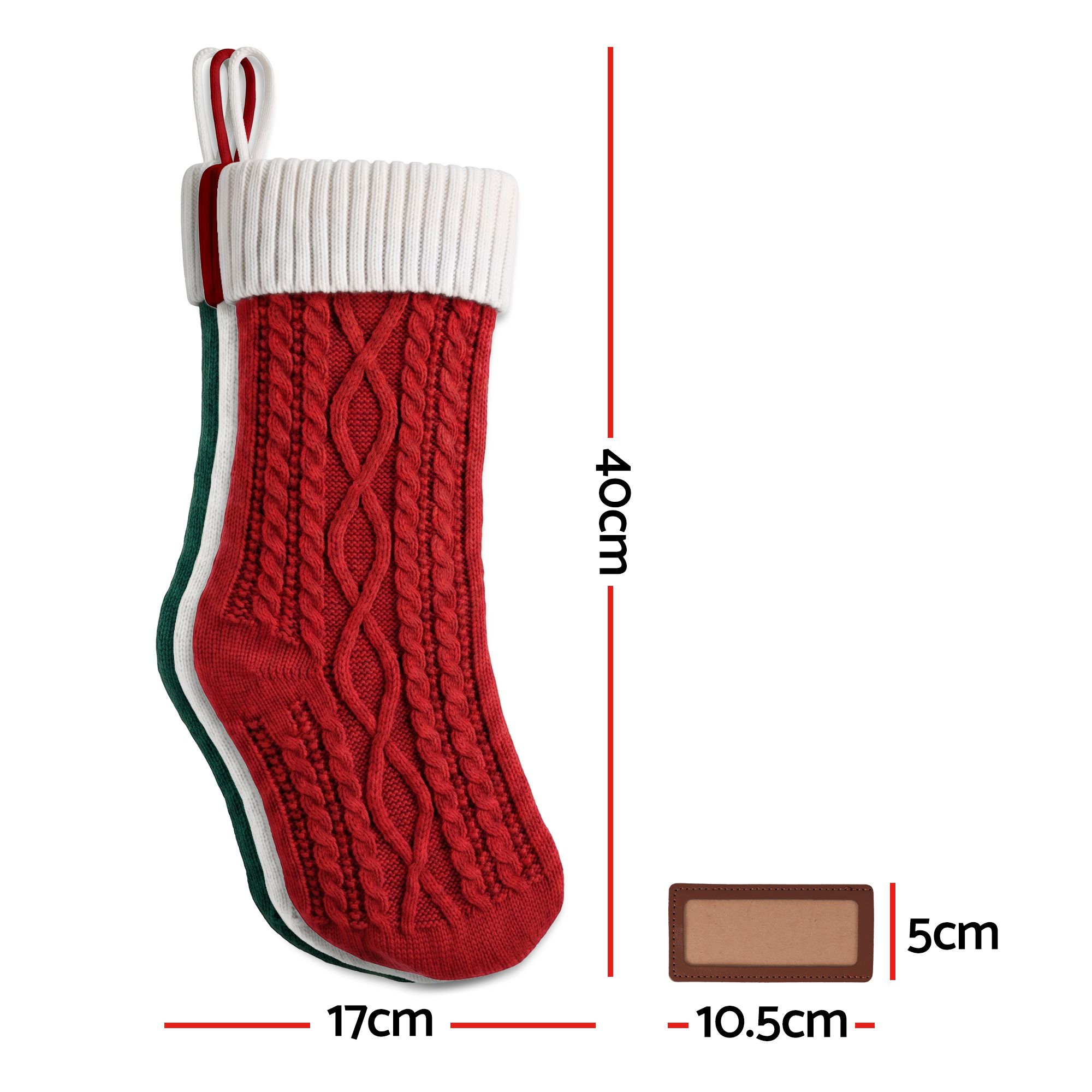 Jingle Jollys 3PCS Personalized Christmas Stockings w/ Leather Patches, 16 Inch