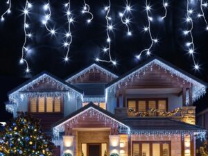 Jingle Jollys 32M Christmas Lights Solar Icicle String Lights 960 LED Cool White