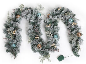 Jingle Jollys 2.7m Christmas Garland with LED Lights Snowy Decoration Xmas Party
