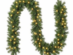 Jingle Jollys 2.7M Christmas Garland 8 Mode LED Lights Timing 200Tips Xmas Decor