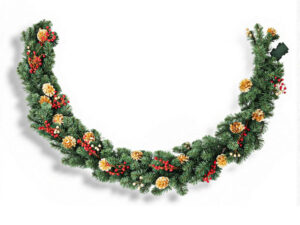 Jingle Jollys 1.8M Christmas Garland Pre-lit LED Pine Cones Berries Xmas Decor