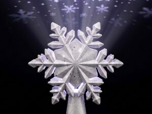 Jingle Jollys Christmas Tree Topper Lighted 360° Rotating Snowflake Projector