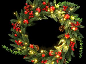 Jingle Jollys 60cm Pre-Lit Christmas Wreath LED Light Front Door Xmas Decor