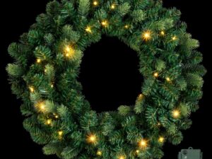 Jingle Jollys 60cm Pre-Lit Christmas Wreath GarlandsWarm White LED Light Door