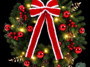 Jingle Jollys 60cm Pre-lit Christmas Wreath Garlands LED Light Front Door Decor