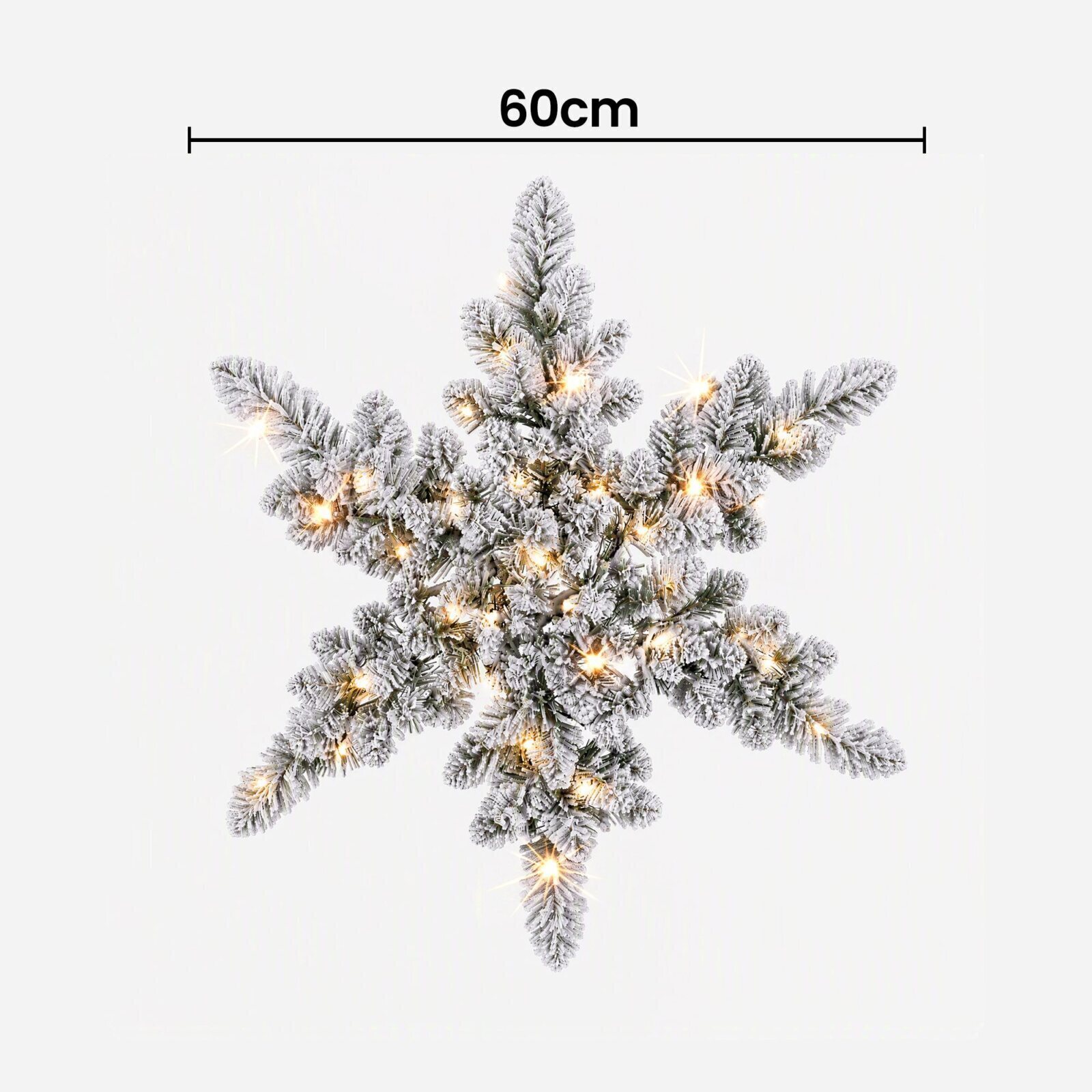 Jingle Jollys 60cm Flocked Snowflake Christmas Wreath Garland Pre-Lit 40 LED