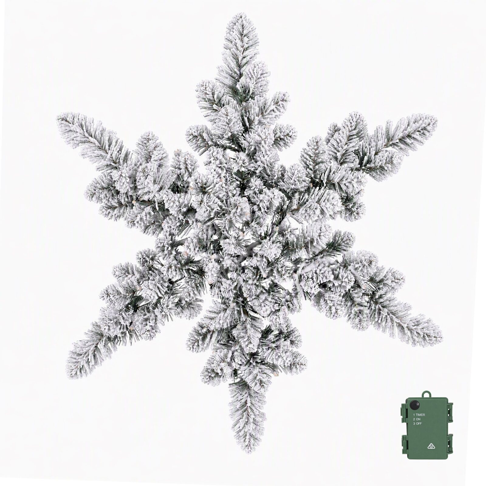 Jingle Jollys 60cm Flocked Snowflake Christmas Wreath Garland Pre-Lit 40 LED