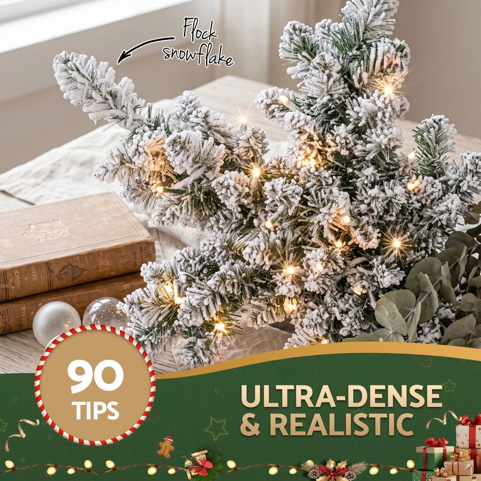 Jingle Jollys 60cm Flocked Snowflake Christmas Wreath Garland Pre-Lit 40 LED