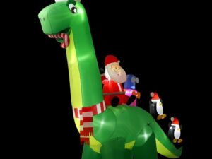 Jingle Jollys Christmas Inflatable Santa Dinosaur 3.8M Illuminated Decorations