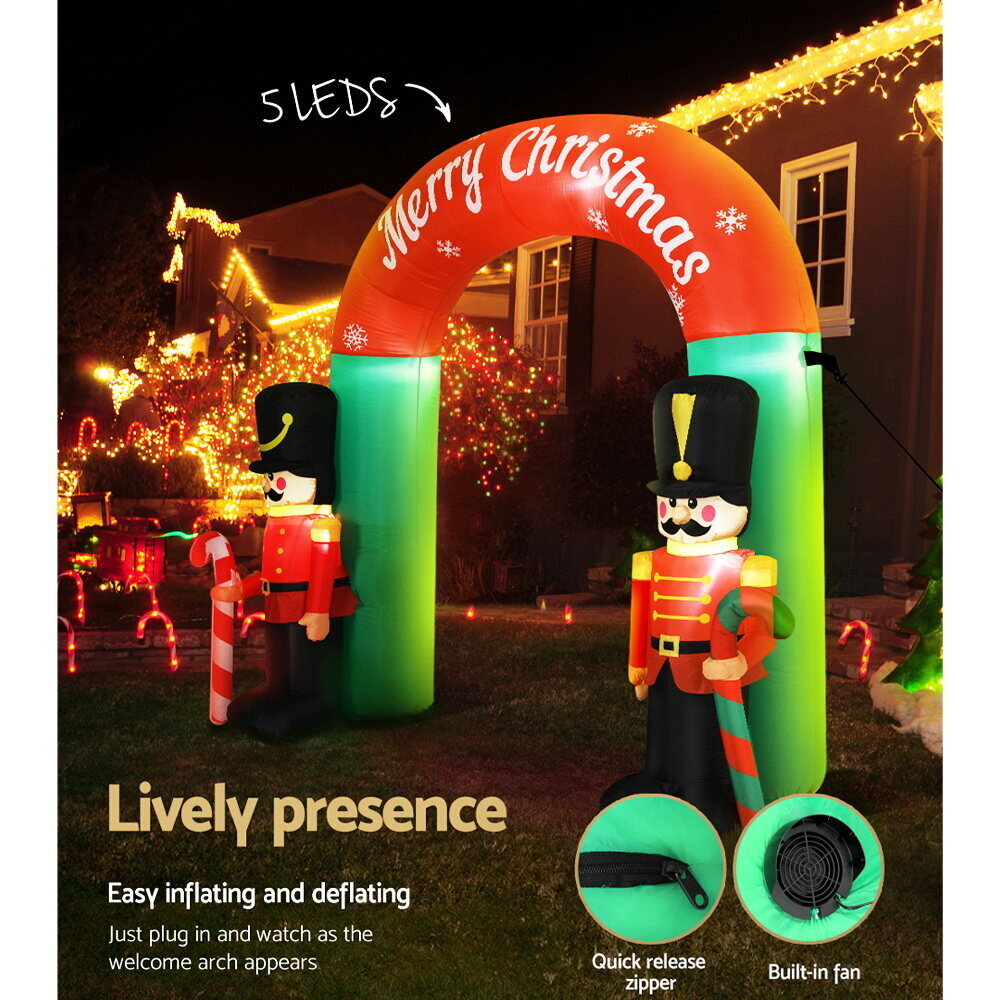 Jingle Jollys Christmas Inflatable Archwary Nutcracker 3M Illuminated