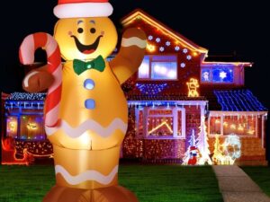 Jingle Jollys Christmas Inflatable Gingerbread Man 1.5M Height LED Decorations