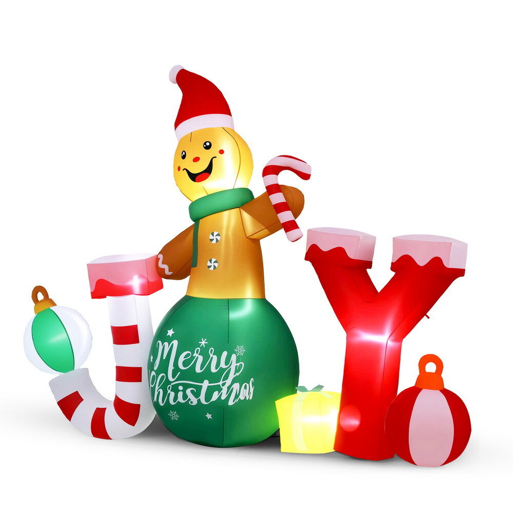 Jingle Jollys Christmas Inflatable Gingerman Joy 3M Long Outdoor Decorations