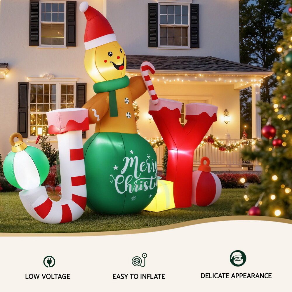 Jingle Jollys Christmas Inflatable Gingerman Joy 3M Long Outdoor Decorations