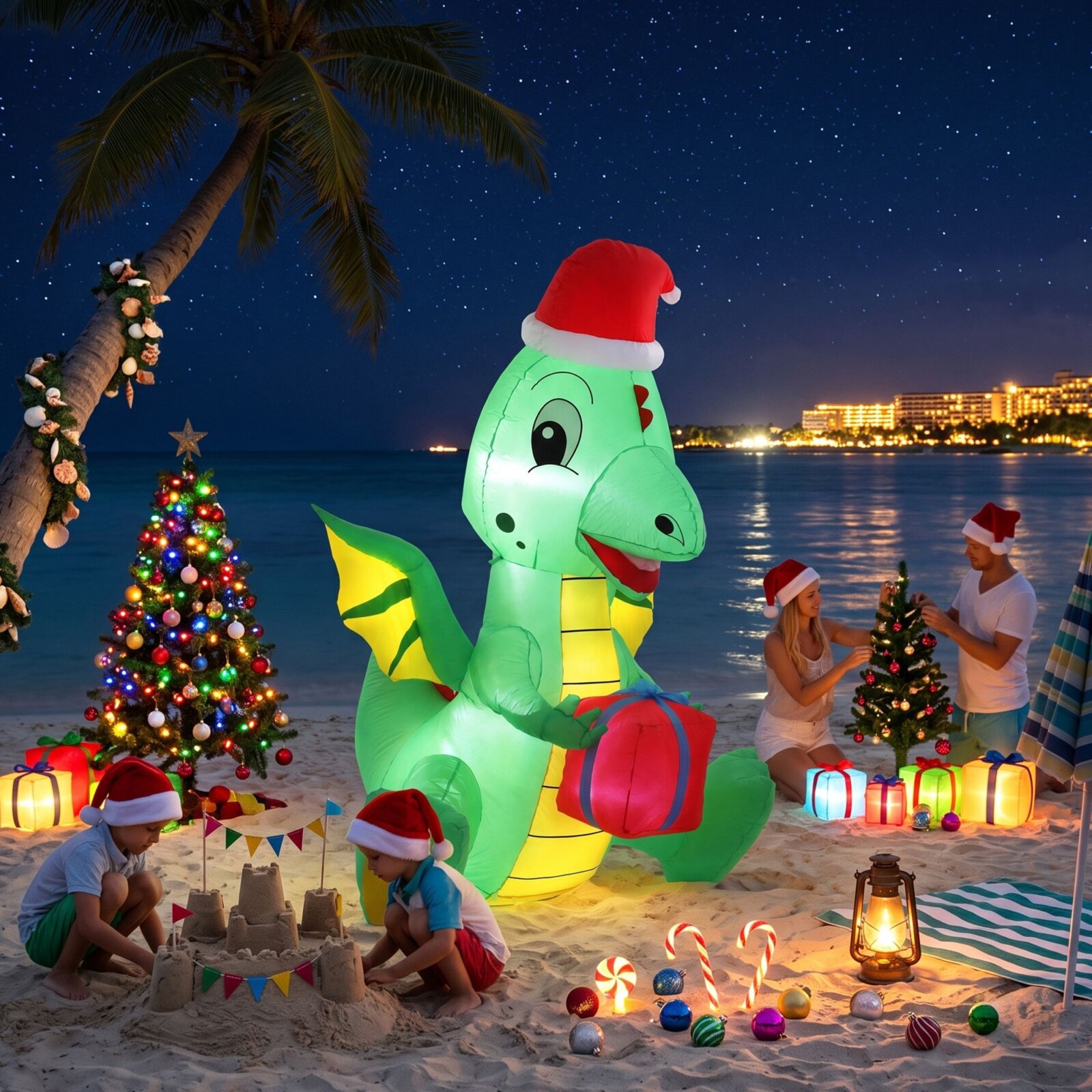 Jingle Jollys Christmas Inflatable Dragon 1.8M Height LED Outdoor Decorations