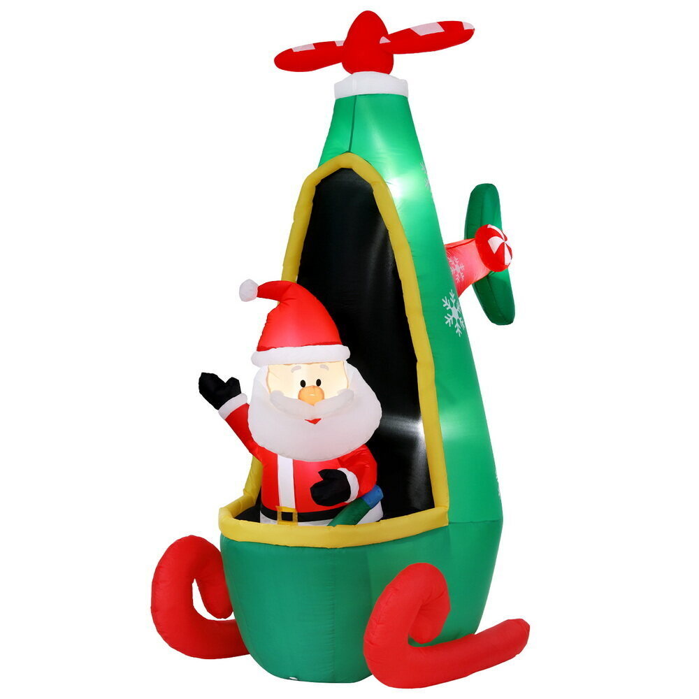Jingle Jollys Christmas Inflatable Santa in Helicopter 2.55M Height LED