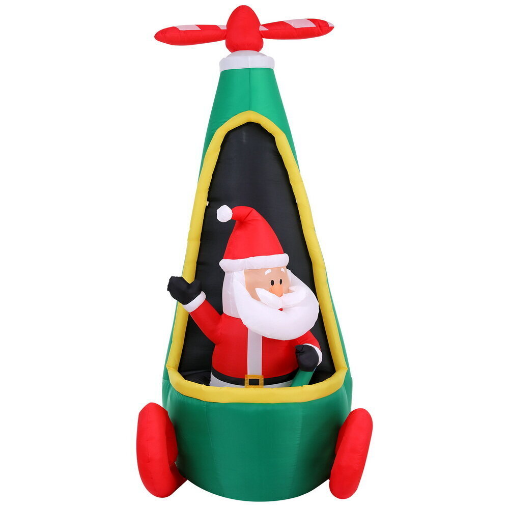 Jingle Jollys Christmas Inflatable Santa in Helicopter 2.55M Height LED