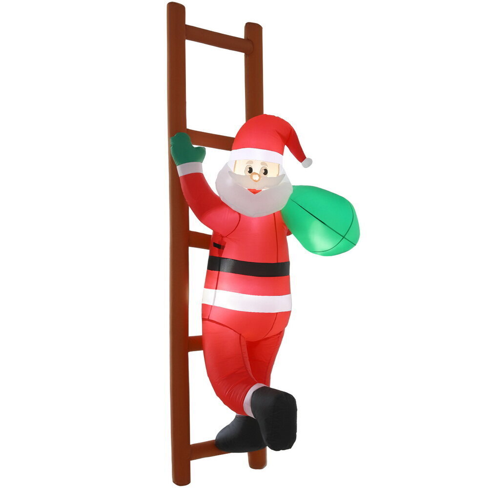 Jingle Jollys Christmas Inflatable Santa Climbing Ladder 2.45M Height LED