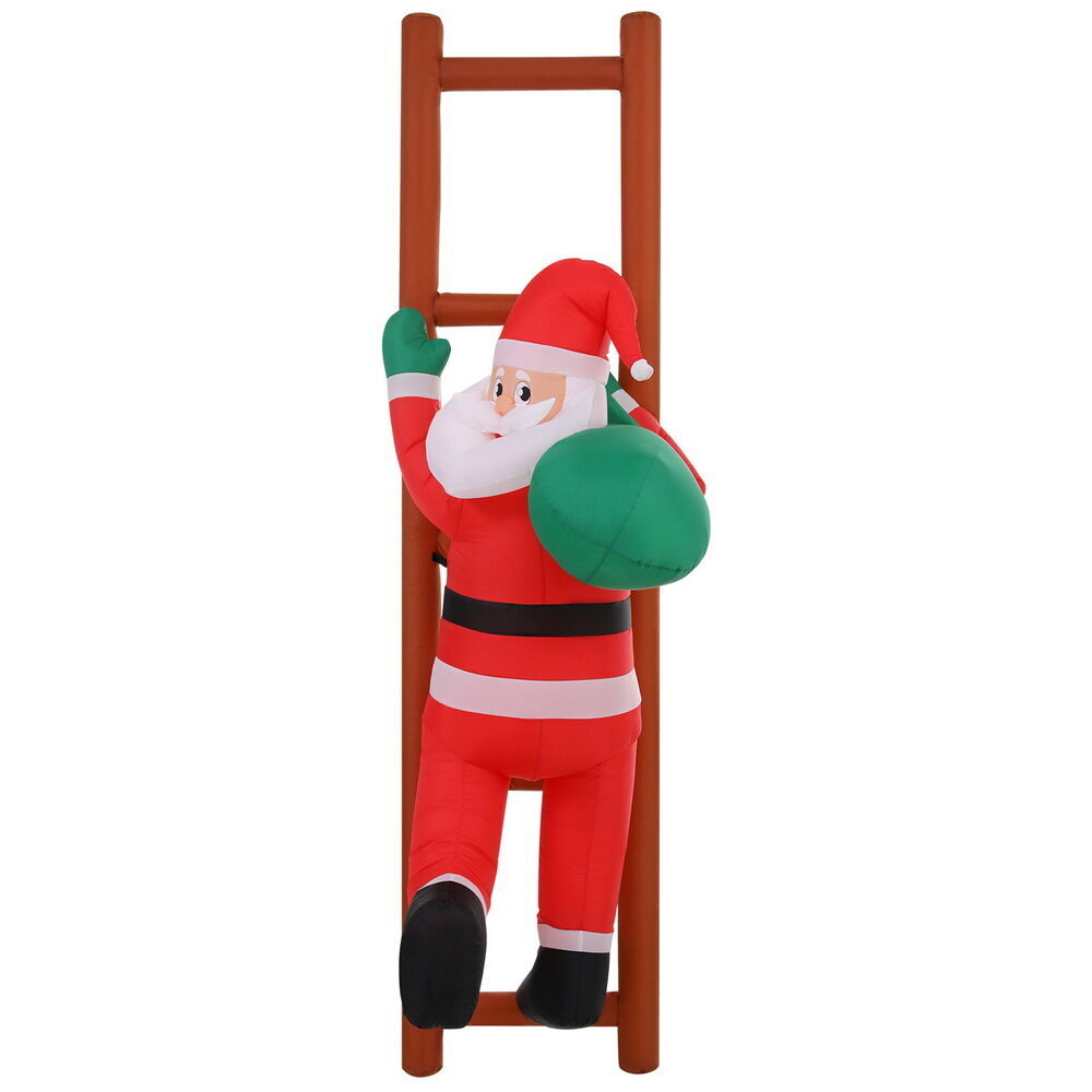 Jingle Jollys Christmas Inflatable Santa Climbing Ladder 2.45M Height LED