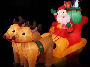 Jingle Jollys Christmas Inflatable Santa Sleigh 2.2M Illuminated Decorations