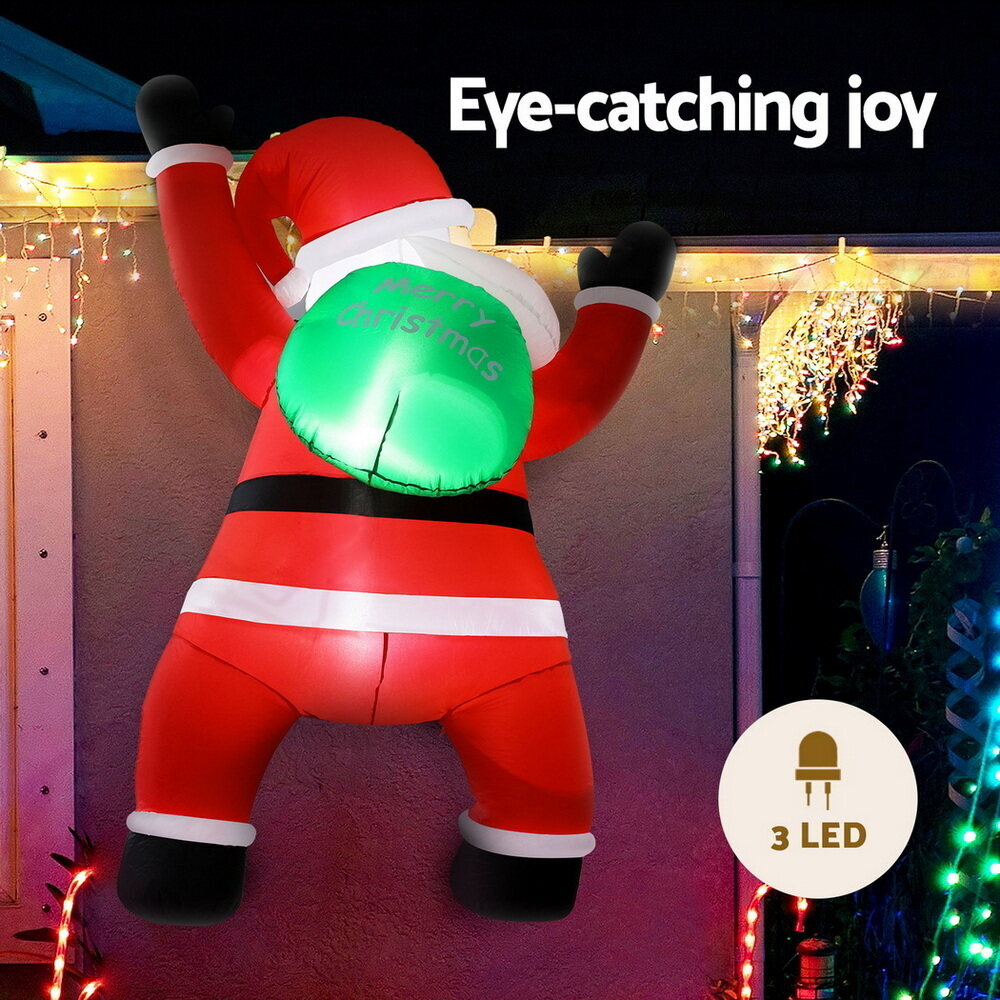 Jingle Jollys Christmas Inflatable Santa Climbing LED Illuminated Decorations