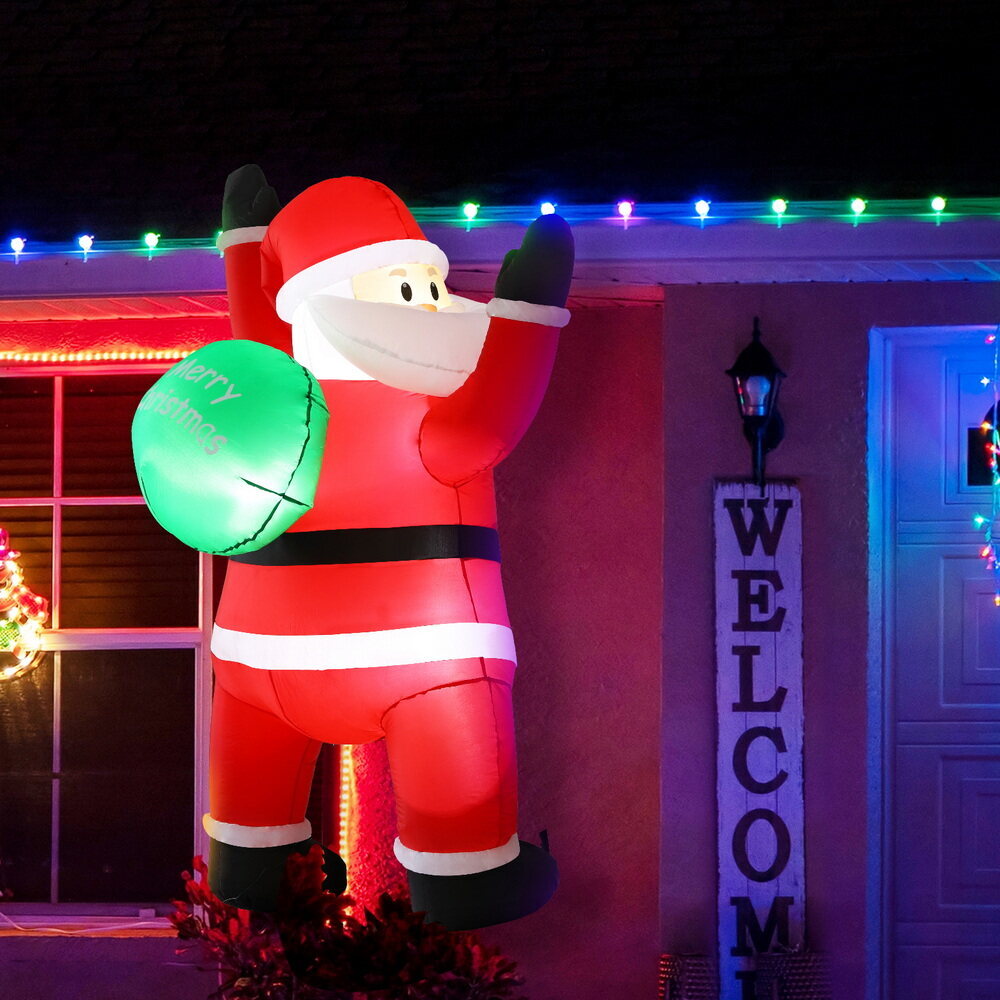 Jingle Jollys Christmas Inflatable Santa Climbing LED Illuminated Decorations