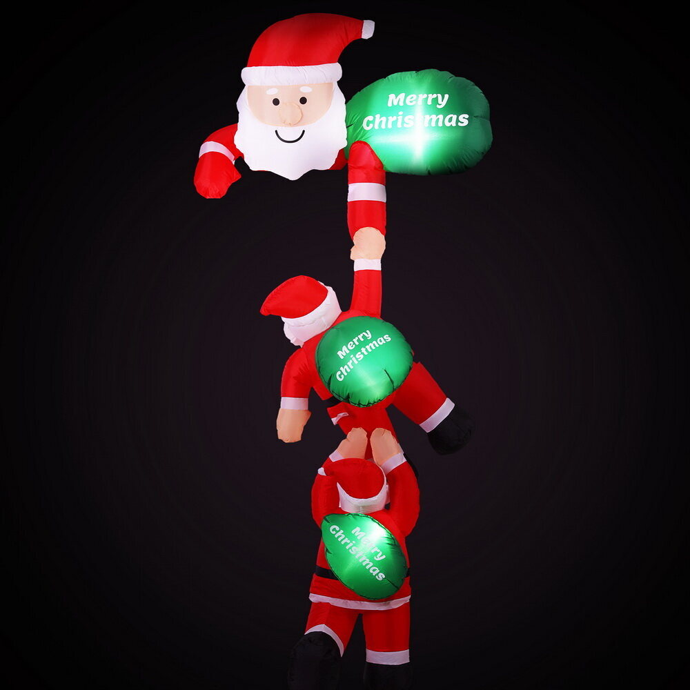 Jingle Jollys Christmas Inflatable Climbing Santa 2.5M Height LED Decorations