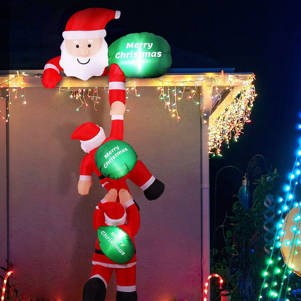 Jingle Jollys Christmas Inflatable Climbing Santa 2.5M Height LED Decorations