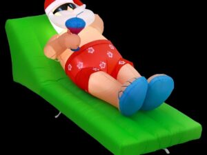 Jingle Jollys Christmas Inflatable Santa Bench 1.8M LED Illuminated Decorations