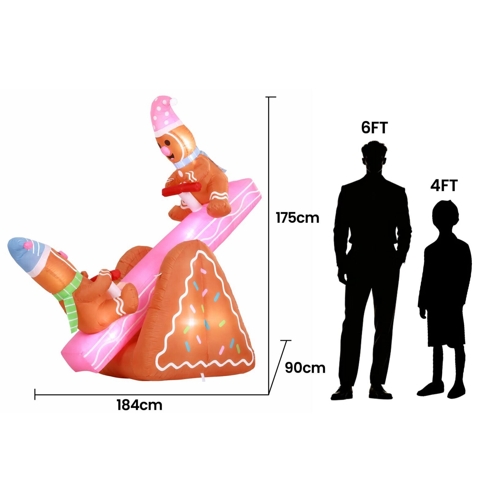 Jingle Jollys Christmas Inflatable Seesaw 1.8M Height LED Outdoor Decorations