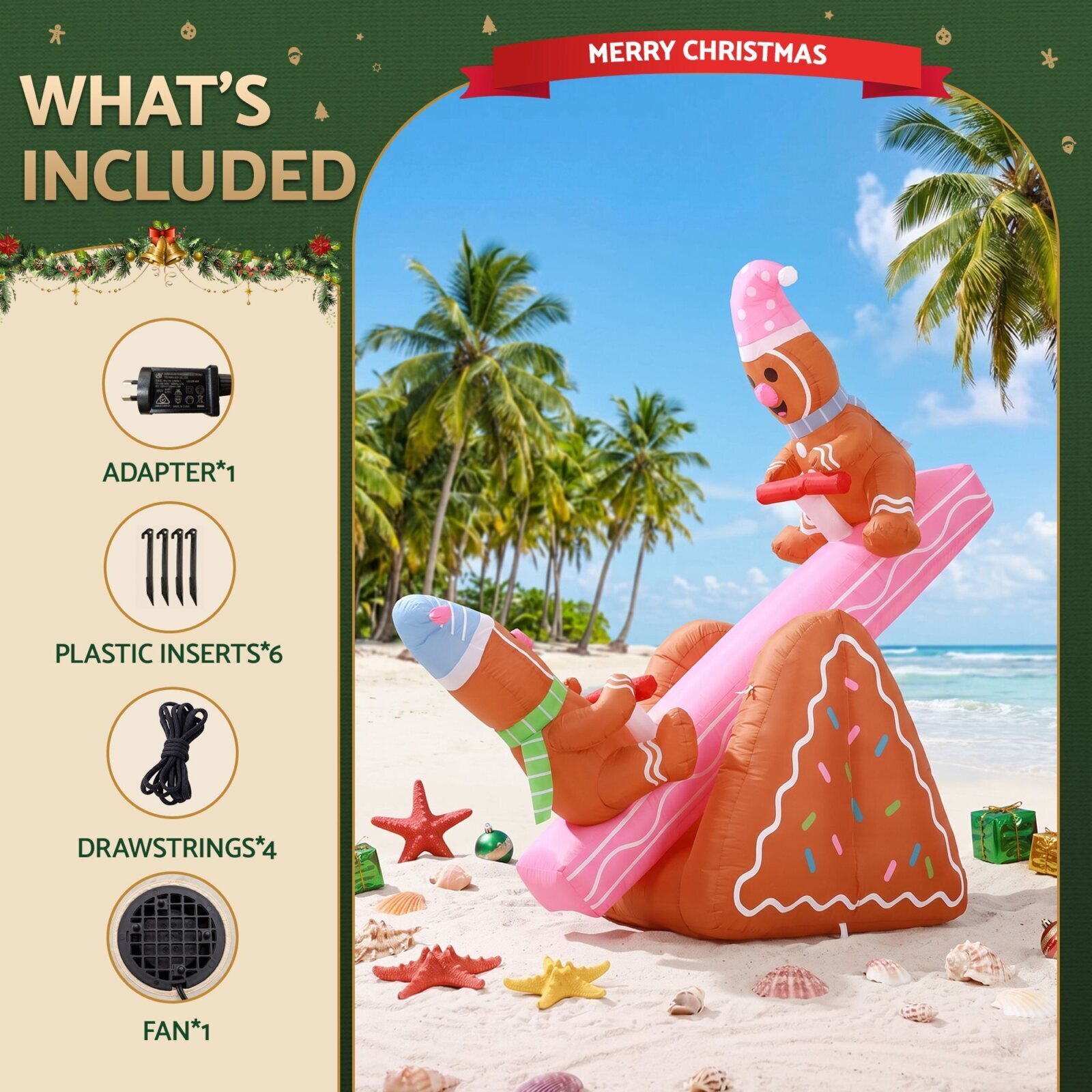 Jingle Jollys Christmas Inflatable Seesaw 1.8M Height LED Outdoor Decorations