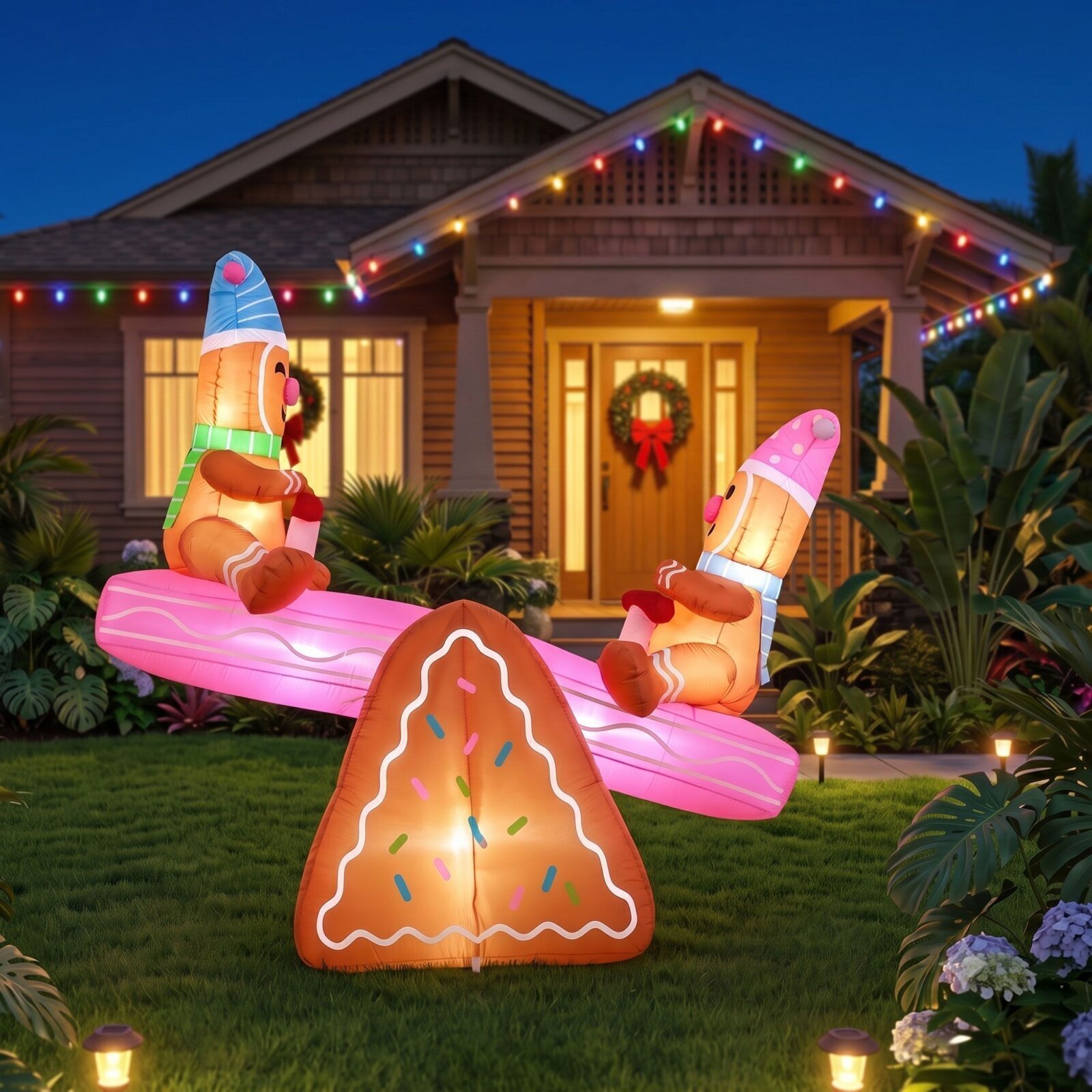 Jingle Jollys Christmas Inflatable Seesaw 1.8M Height LED Outdoor Decorations