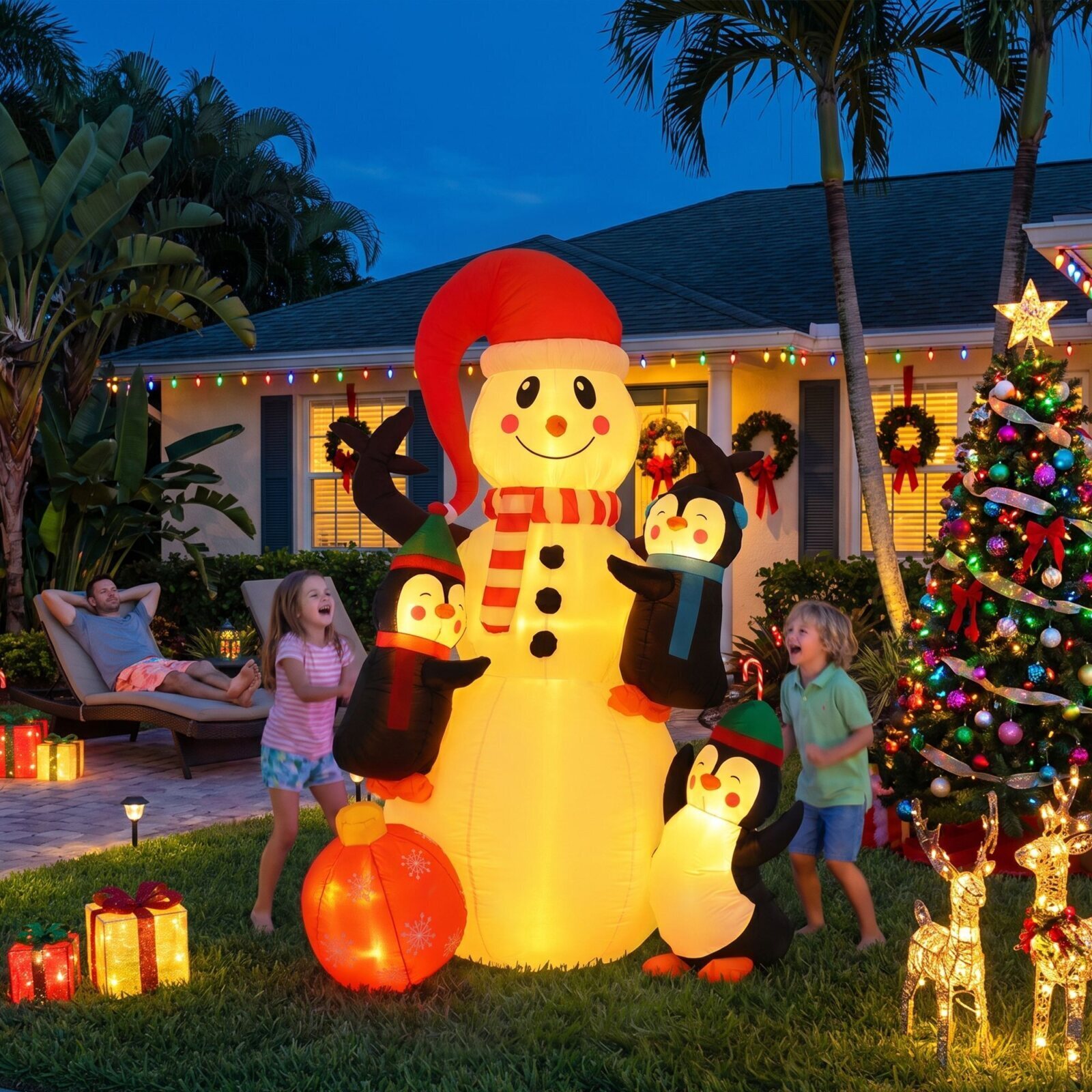 Jingle Jollys Christmas Inflatable Snowman 1.8M Height LED Outdoor Decorations