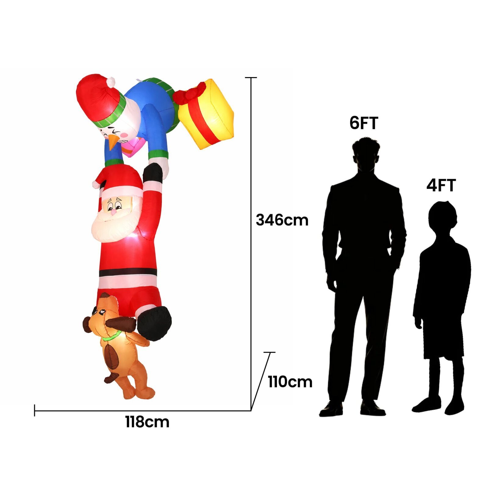 Jingle Jollys Christmas Inflatable Climbing Santa 3.5M Height LED Decorations